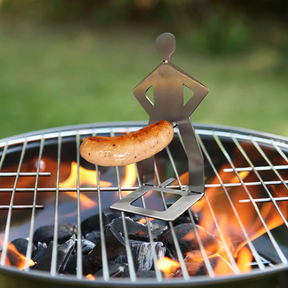 BBQ Stainless Steel Funny Sausage Roaster Novelty Party Camping Gifts Reusable Sausage Holder Hot Dog Grill for Outdoor Camping