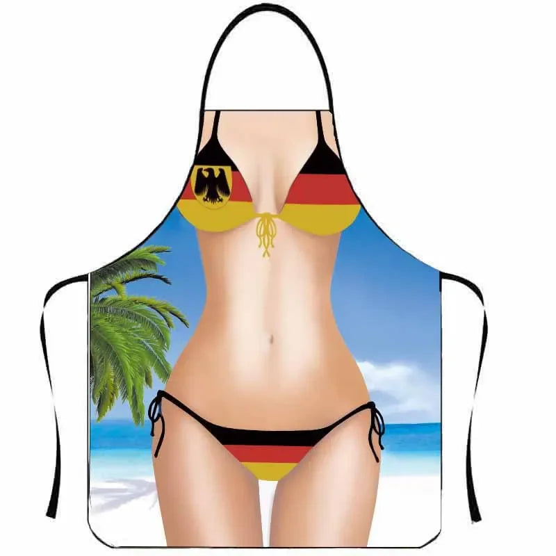 Funny Bikini Muscle Men'S Apron, Novelty Gift for Bachelorette Party Birthday, Creative BBQ Grilling Apron for Men