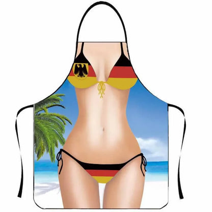 Funny Bikini Muscle Men'S Apron, Novelty Gift for Bachelorette Party Birthday, Creative BBQ Grilling Apron for Men