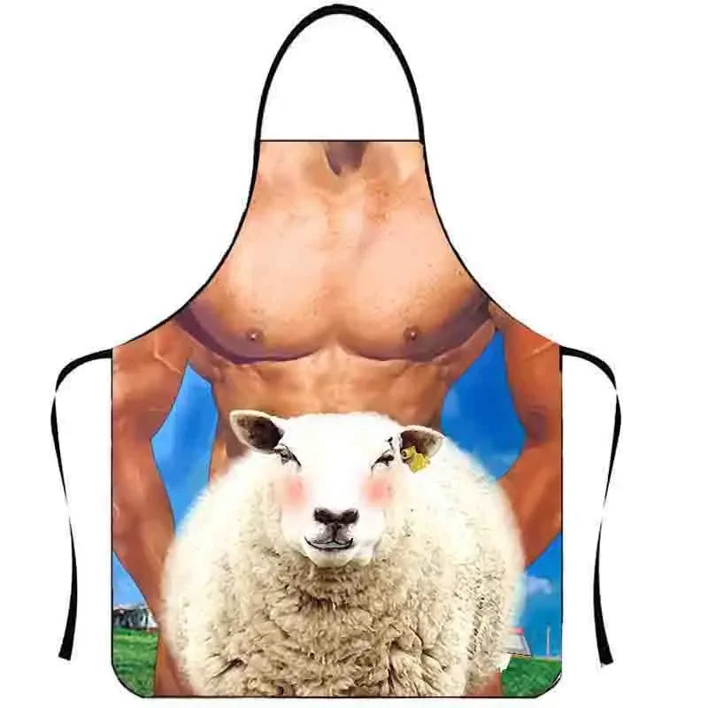 Funny Bikini Muscle Men'S Apron, Novelty Gift for Bachelorette Party Birthday, Creative BBQ Grilling Apron for Men