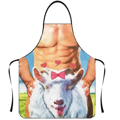 Funny Bikini Muscle Men'S Apron, Novelty Gift for Bachelorette Party Birthday, Creative BBQ Grilling Apron for Men