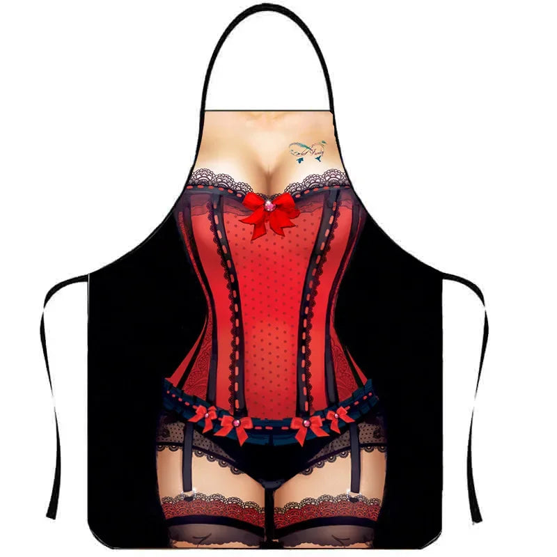 Funny Bikini Muscle Men'S Apron, Novelty Gift for Bachelorette Party Birthday, Creative BBQ Grilling Apron for Men