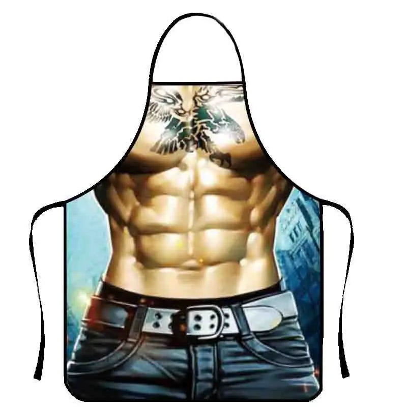 Funny Bikini Muscle Men'S Apron, Novelty Gift for Bachelorette Party Birthday, Creative BBQ Grilling Apron for Men
