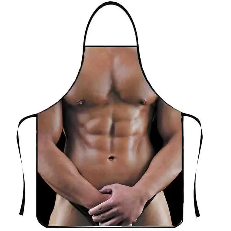 Funny Bikini Muscle Men'S Apron, Novelty Gift for Bachelorette Party Birthday, Creative BBQ Grilling Apron for Men